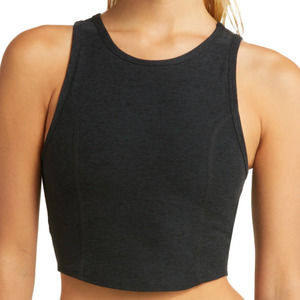 Beyond Yoga Spacedye Motivate High-Neck Cropped Tank in Darkest Night, Size S